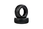Two black Rovan 1/5 scale RC short course truck tyres stacked on a white background.