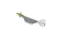 A grey and olive green scale model missile accessory for an RC plane on a white background.
