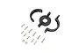 Pro Boat motor mount components including a central circular mount, two curved side brackets, and various metal screws and washers on a white background.