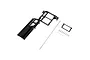 Pro Boat servo and receiver box mount kit including plastic frame, metal rod, screws, and washers on a white background.