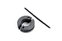 Traxxas nitro engine clutch set containing two dark grey clutch shoes and a single long black tension spring on a white background.