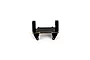 A black metal RC servo mount with copper-coloured edges, viewed from the front against a white background.