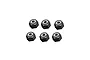 A set of six black metal 2mm nyloc nuts arranged in two rows of three against a white background.