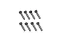 A set of eight black metal cap head screws arranged in two rows of four against a white background.