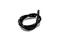 A coiled length of black plastic spiral cable wrap on a white background.