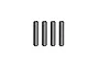 Four silver-coloured metal grub screws with hex sockets, arranged vertically in a row against a plain white background.