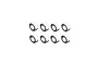 A set of eight small rubber-shielded ball bearings arranged in two rows of four against a white background.