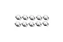 A set of ten silver-coloured metal pivot balls for RC vehicles arranged in two rows of five against a plain white background.