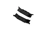 Two black plastic RGT inner fender splash guard components for an RC chassis, shown from top and bottom angles on a white background.
