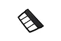 A black plastic RGT flatbed rail component for an RC vehicle, shown from an overhead angle against a white background.