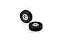 Two RGT 1/10 scale RC crawler wheels with black Wildpeak A/T rubber tires mounted on shiny silver rims against a white background.