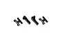 A set of four black anodized aluminium RC shock mounts arranged on a white background.
