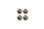 Four gunmetal grey steel 12mm wheel hex adapters for RC cars arranged in a square on a white background.