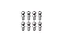 A set of eight silver-coloured metal ball studs for RC cars, arranged in two rows of four against a plain white background.