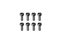 Eight black metal cap head screws arranged in two rows of four against a plain white background.