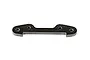 A Rovan carbon fibre front lower suspension arm pin brace for RC cars, featuring a flat, contoured design with four mounting holes.
