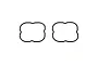 Two black rubber seals with a distinct four-lobed shape, isolated on a white background.