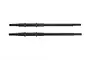 Two black metal Axial AR44 solid axle drive shafts laid horizontally against a white background.