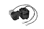 Heng Long RC tank smoke generator unit featuring a black plastic housing, small electric motor, and two sets of wires with white connectors.