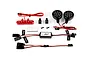 Rovan RC light controller kit including a red rear light bar, two round front LED headlights, a central control module, and various wiring harnesses.