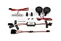 Rovan RC light controller kit including a silver rear light bar, two round front LED lamps, a control module, wiring harnesses, and mounting hardware.