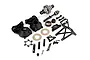 A collection of Rovan 1/5 scale RC Baja plastic gear differential transmission assembly parts laid out on a white background.