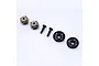 FMS front and rear axle gear set including two metal differential cups, two pinion gears, and two ring gears on a white background.