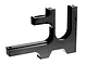 Team Corally black anodised aluminium motor bulkhead RC part against a plain white background.