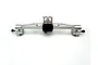 Reefs RC Aluminium XP199 Rear Portal Axle Set in silver with black center differential cover, shown on a white background.