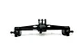 Reefs RC aluminium rear portal axle set in black, shown from the front against a clean white background.