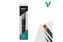 Vallejo Precision Starter Brush Set in original packaging alongside loose brushes, showing three different sizes.