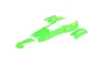 A bright green painted body shell set for a 1/5 scale RC buggy displayed against a plain white background.