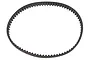 A black toothed rubber drive belt for an RC starter box, shown in a studio setting against a white background.