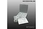 CowRC micro screw box with nine compartments, a smaller container with screws, and blank labels against a grey background.