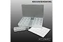 CowRC micro screw storage box with multiple small compartments and a sheet of blank label stickers against a gradient background.