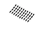 Axial straight and offset black plastic rod ends laid out in rows on a clean white background.