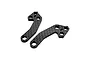 Two black carbon fibre RC Maker front steering knuckle upgrade plates shown against a plain white background.
