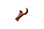 An orange anodized aluminum anti-roll bar holder isolated on a plain white background.