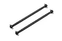 Two black HPI Racing RC drive shafts with ball joints at each end, isolated on a white background.
