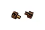 Two brown metallic RC Maker anti-roll bar collars shown isolated against a white background.