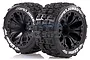 Louise 2.8" ST-Jumbo Tyres on (1/2 Offset) Black Rims - Glued Wheels 2Pcs L-T3210BH
