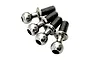 Four polished male ball studs with threaded shafts arranged on a plain white background.