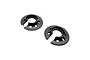 Two black RC Maker high shock retainers shown from a top-down studio perspective on a plain white background.