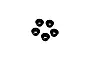 Five black threaded inserts arranged in a circle against a plain white background.