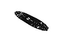 Black aluminium main RC car chassis plate featuring various milled holes and slots against a plain white background.
