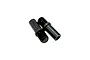 Two black metal RC Maker front bumper support studs on a plain white studio background.