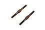 Two brown metal turnbuckles with threaded ends and central adjustment sections against a white background.