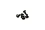 Five black metal button head hex socket screws arranged together on a plain white background.