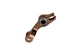 RC Maker short rocker arm in brown anodised aluminum with a pre-installed ball bearing, isolated on a white background.
