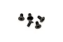 Five dark metal countersunk hex socket screws arranged on a plain white background.